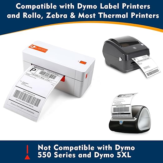 L LIKED 2200 PCS 4"x 6" Direct Thermal Labels White Perforated Shipping Label, Compatible with DYMO 4XL 1744907,Zebra, Rollo, Jadens, Nelko, 220 Labels per Roll, 10 Rolls-DeskLoop Office