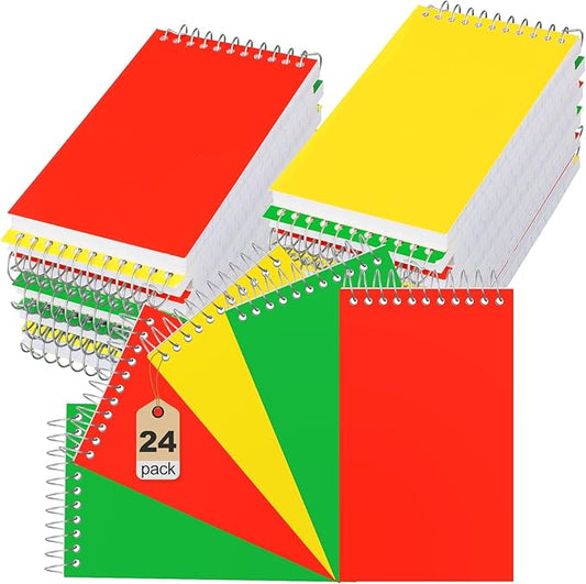 24 Pcs Small Pocket Notebooks 3 x 5 Inch Mini Memo Spiral Notepads Top Bound College Ruled Lined Note Pads for Back School Office Journaling Noting, 75 Sheets/Pad (3 Colors)-DeskLoop Office