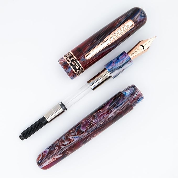 Conklin 1898 Fountain Pen, Misto Purple - 14KT Gold Medium Nib | Unique Resin Pen with 14KT Gold Nib | JoWo Stainless Steel Nib Made in Germany | Ideal Gift for Professionals-DeskLoop Office