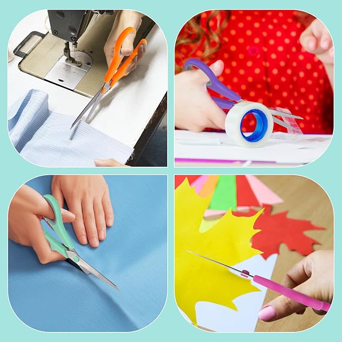 24 Pack Scissors, Rkqoa 8" All Purpose Classroom Scissor Bulk Comfort-Grip Sharp Shears for Office School House Sewing Fabric Craft Supplies, High/College School Teacher Student Scissors-DeskLoop Office