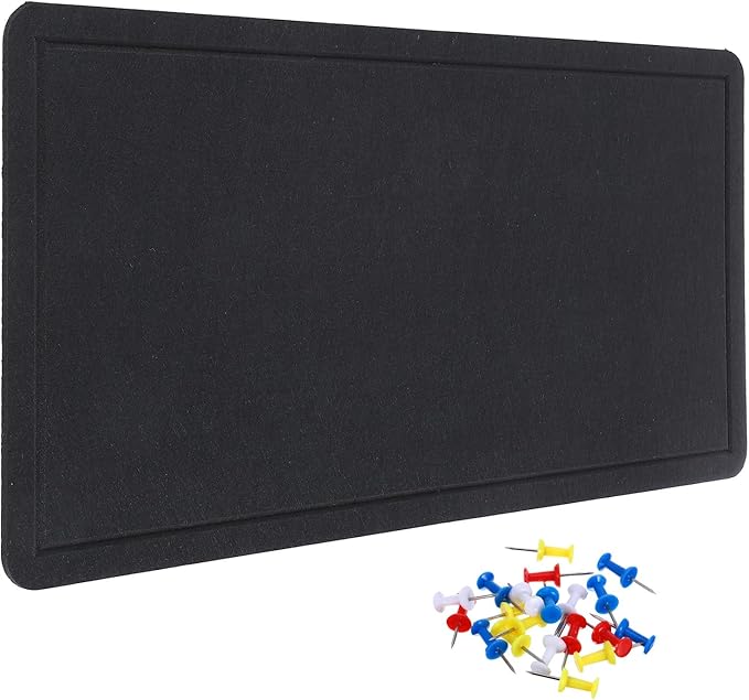 YOKIVE Felt Bulletin Board, 35 x 17.5 -Inch Foldable Decorative Pin Board Self Adhesive Felt Cork Board with 20 Pushpins, Great for Wall, Photo Display, Paste Note, Schedule(Black)-DeskLoop Office