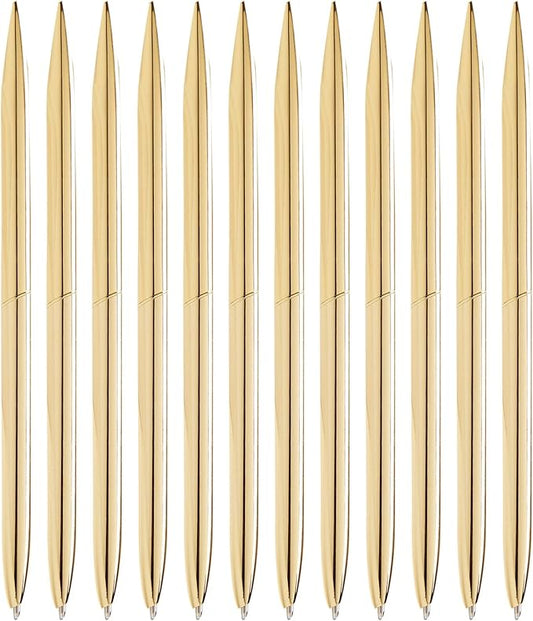 Juvale Gold Ballpoint Pens - Pack of 12, 1 mm Medium Point, Black Ink - Metal Twist-Action Design for Consistent Ink Flow - Pens for Wedding Guest Book & Gold Office Supplies-DeskLoop Office