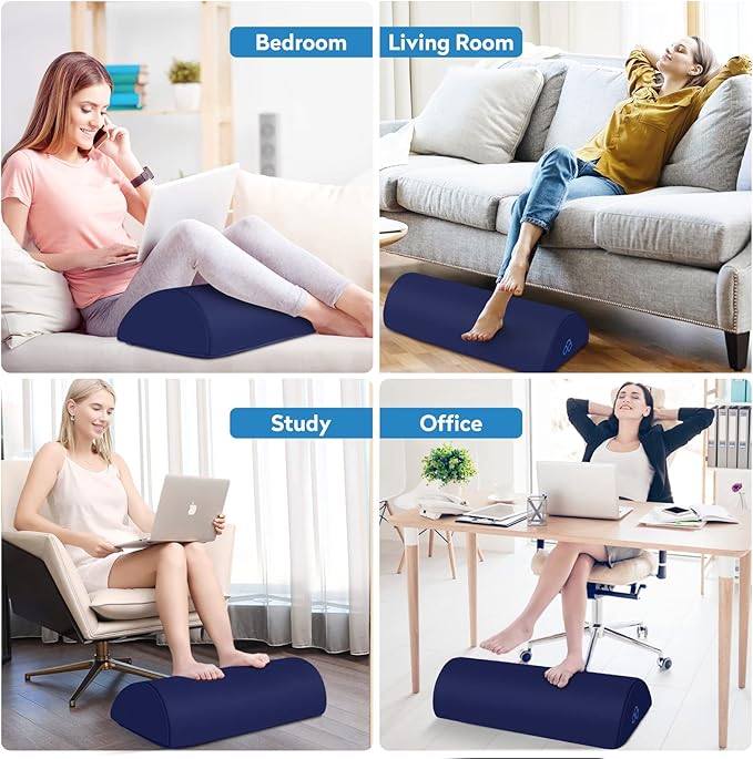 StepLively Foot Rest Ergonomic Pillow for Under Desk at Work, Anti-Fatigue Footrest Support Pillow for Fatigue & Pain Relief, Comfortable for Office Chair, Car Seat & Gaming Chair - Blue, Large-DeskLoop Office