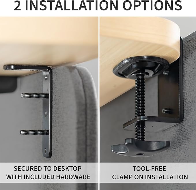 VIVO Clamp-on Privacy Panels 60 x 24 inch (x1), 24 x 24 inch (x2), Sound Absorbing Cubicle Desk Dividers, 3 Acoustic Partitions, Dark Gray, PP-3-V108D-DeskLoop Office