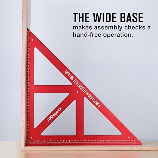 Precision Triangle Square 12inch, Metric & Imperial Scale Framing Square for Precise 90 and 45-Degree Measurement, Aluminum Alloy Architect Ruler for Carpenter-DeskLoop Office