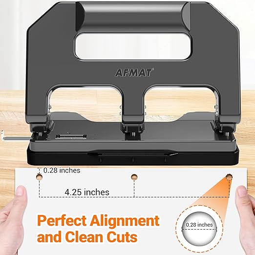 3 Hole Punch Heavy Duty, AFMAT 3 Hole Puncher for Binder, 10000+ Punching Times, 40-Sheet Three Hole Punch, Metal Hole Puncher 3 Ring, 50% Reduced Effort, Bulit-in S.S. Paper Guide, Gray-DeskLoop Office
