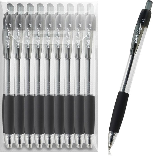 White Bay Retractable Ballpoint Pens Black Ink, Medium Point (1mm), 18-Pack-DeskLoop Office