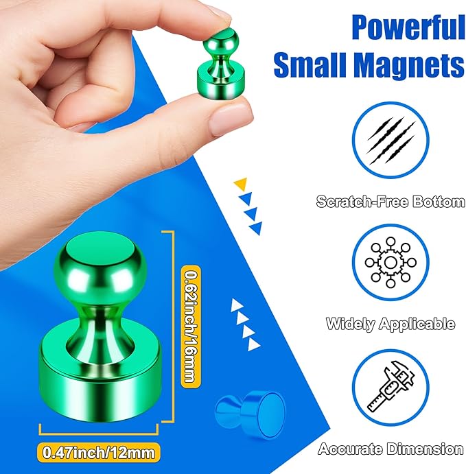 Strong Fridge Whiteboard Magnets, Tiny Magnetic Push Pins, 28PCS Green Metal Neodymium Magnet for Kitchen Accessories, Office Accessories, Fridge Accessories, Desk Accessories-DeskLoop Office