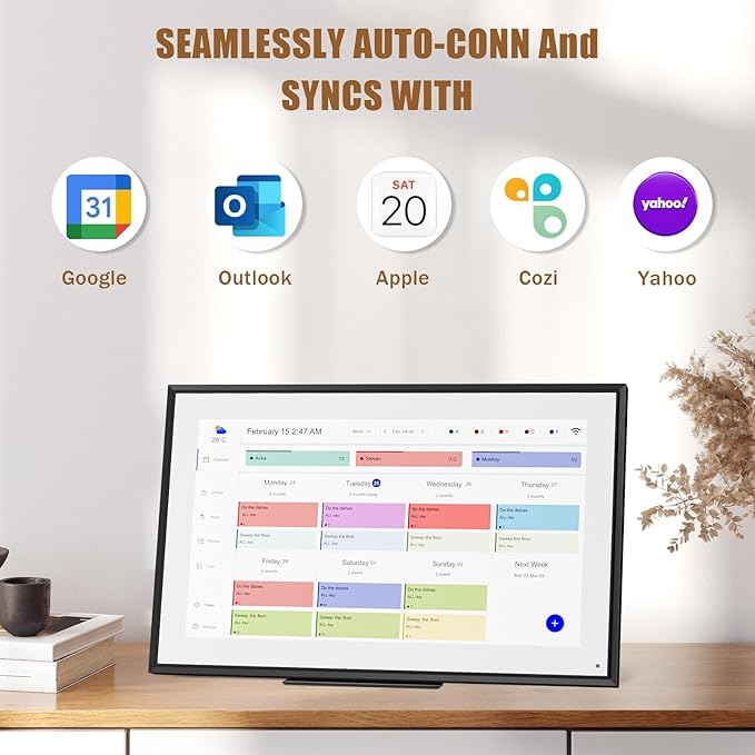 15.6 inch Wall Planner Digital Calendar Electronic Calendar Chore Chart,2025 Smart Touchscreen Full HD Interactive Display for Family Schedules,Wall/Desk Mountable for Seamless Scheduling/Organizing-DeskLoop Office