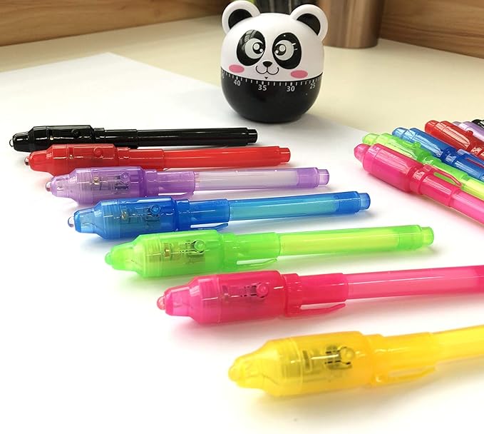 SCStyle Invisible Ink Pen 10Pcs Latest Spy Pen with uv Light Magic Spy Marker Kid Pens for Secret Message and Birthday Party,Writing Secret Message for Easter Day Halloween Christmas Party Bag Gift-DeskLoop Office