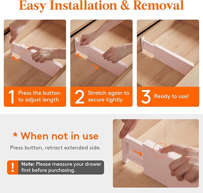 Lifewit 24 Pack Drawer Dividers 4" High, 11-17" Adjustable Dresser Drawer Organizers for Clothes, Expandable Dresser Separators in Bedroom/Bathroom/Kitchen/Vanity/Office Organization and Storage,Pink-DeskLoop Office