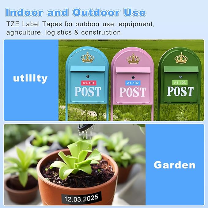 RAEMALL Compatible with Brother Label Tape TZe335 TZe435 TZe535 TZeMQG35 TZeMQP35 TZe TZ Tape, 12mm 0.47 Inch Laminated White on Color Compatible with Brother P Touch Label Maker PT-D210 H110-DeskLoop Office