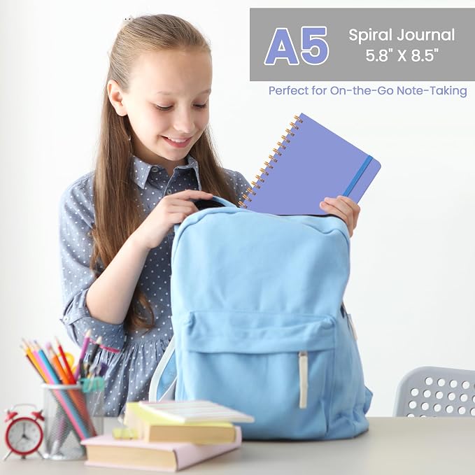 CICPAP Lined Spiral Journal Notebook, A5 College Ruled Notebook - Image 6