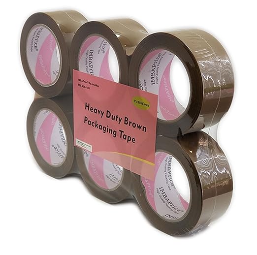 iMBAPrice 2-inches Brown Sealing Tape 6 Roll of 110 Yards (6X 330 Feet) Long 2" Wide Tan/Brown Color Shipping Packaging Tape-DeskLoop Office
