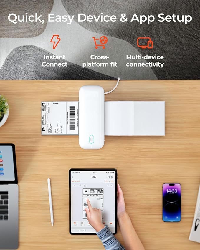 MUNBYN Bluetooth Thermal Label Printer RealWriter RW402B, 4x6 Shipping Label Printer for Small Business, Compatible with Android, iPhone and Windows, Mac, Chromebook, Ebay, USPS, FedEx, Shopify-DeskLoop Office