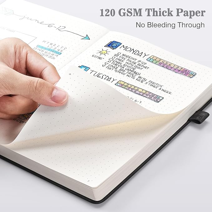 OMEYA Dotted Journal Notebook 3 Pack, A5 Hardcover Notebook with 120gsm Thick Dotted Paper, Leather Journals for Women, Men, Dot Grid Notebook Journal for Writing, Notebooks for Work, 5.75" × 8.38"-DeskLoop Office