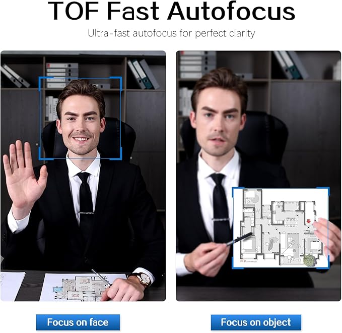 Angetube AI Webcam for PC - 1080p/2K@60FPS HD Web Camera with Remote Control, 8X Digital Zoom Webcam, Privacy Cover, TOF Auto Focus, HDR, USB 3.0 Web Cam Work with Zoom, Skype,Teams, Windows,Mac-DeskLoop Office