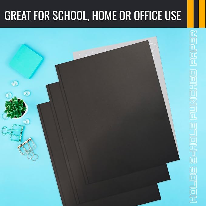 Better Office Products Black Paper 2 Pocket Folders - Image 6