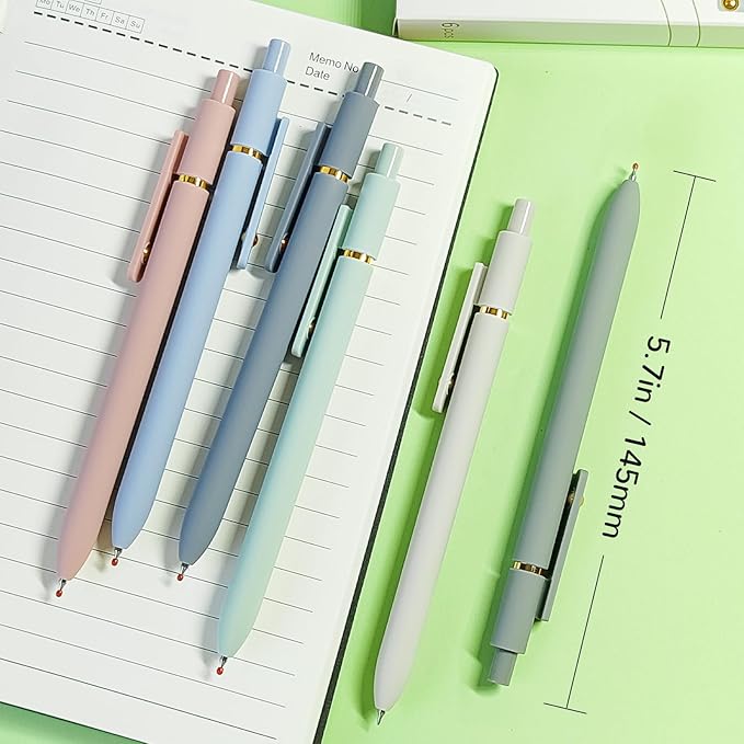 Gel Pens, 6 Pcs Black Ink Pens for Women, 0.5mm Fine Point Smooth Writing Pens, High-End Series Retractable Pens for Journaling Note Taking (6 Pcs Gold Morandi)-DeskLoop Office