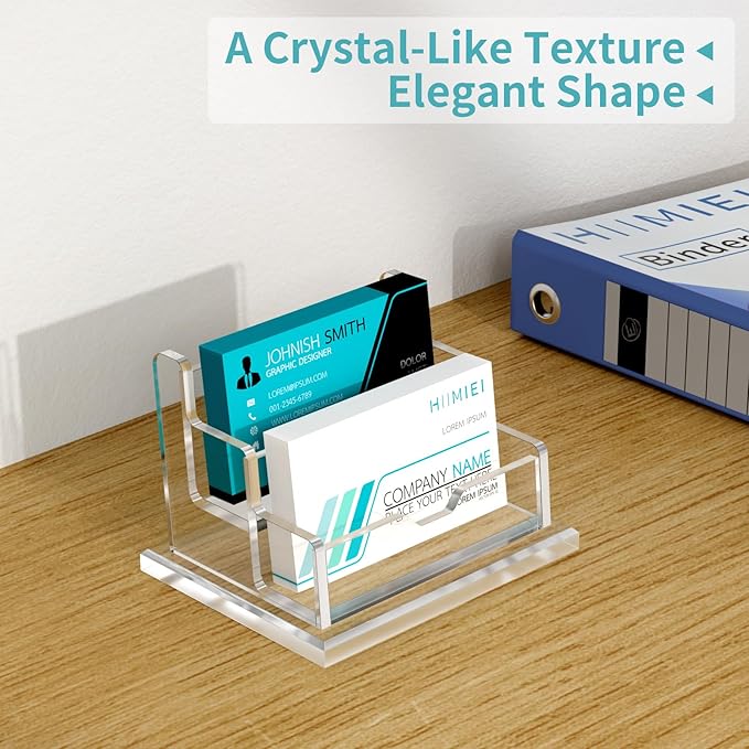 HIIMIEI Acrylic Business Card Display, Multiple Card Holder for Office, Home, Restaurant - 2 Slot, 2 Tier-DeskLoop Office