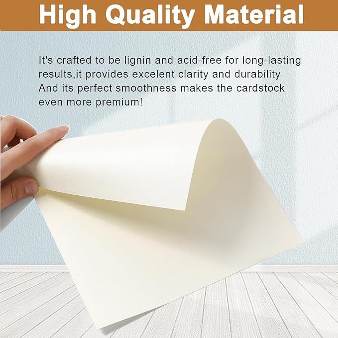 120 Sheets Beige Shimmer Cardstock 8.5 x 11 Off White Paper, 250gsm/92lb Premium Glossy Paper Card Stock for DIY Cards Making, Wedding Invitations, Anniversaries, Business Cards, Menus