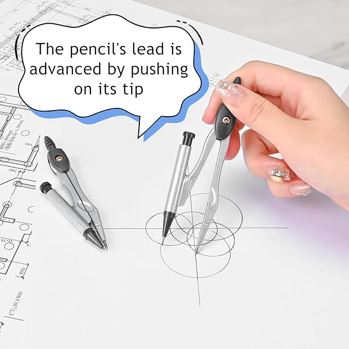 6 Pcs Metal Geometry Set, Math Geometry Kit, Metal Ruler Set and Compass Geometry Tool, Rulers Protractor and Compass Set for Student School and Drawings Supplies (Green)-DeskLoop Office