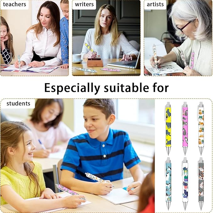 Idealmuzik 6 Cat Pens for Cat Lovers,Cute Kawaii Funny Cats Kitty Themed Paw Ballpoint Gel Pen, Japanese Stationary Notebook Diary For Women Office Worker Supplies Stuff Decor Desk Accessories Gifts-DeskLoop Office