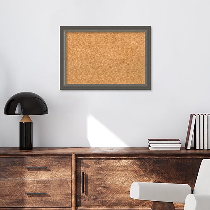 Amanti Art Natural Cork Board for Wall, 19x27 Vision Board with Silver Wood Frame, Medium Corkboard Office Decor for Home Organization, Casual Corkboard Pinboard to Display Items for Home-DeskLoop Office