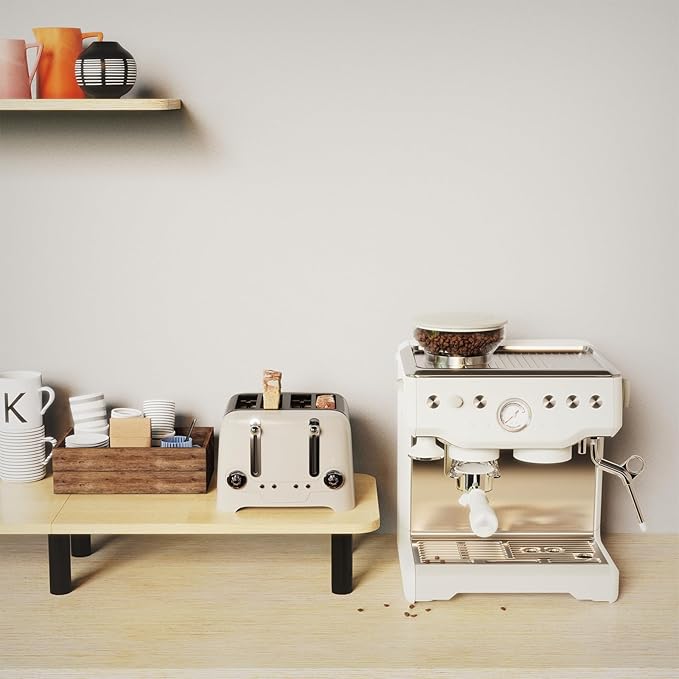 Large Extra Long Monitor Stand Riser 43.7in,Dual Monitor Riser, Wide TV Stand for 2 Monitors, Wood & Steel Leg Adjustable Height Desktop Riser, Home Office Organization. (Natural)-DeskLoop Office