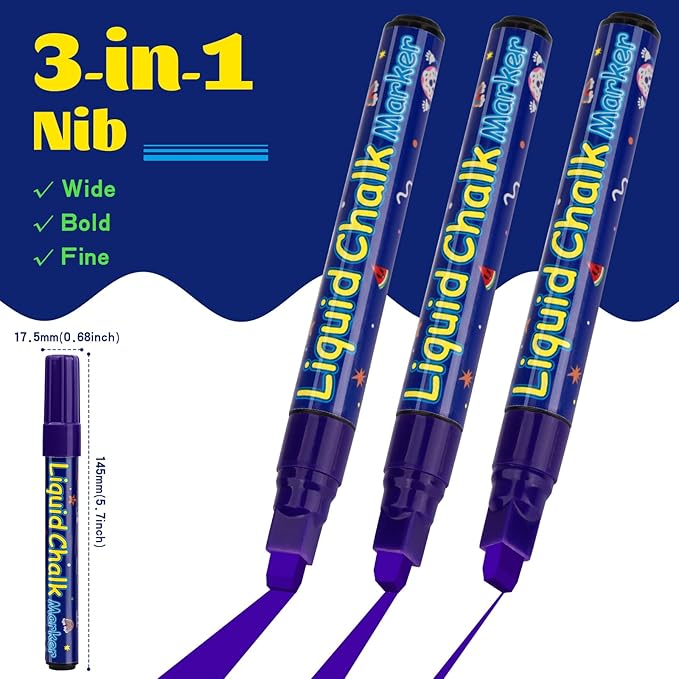 8 Pcs Liquid Chalk Markers - 7mm Assorted Colors, Washable Markers for Cars, Glass, Chalkboards, Posters, Business-DeskLoop Office