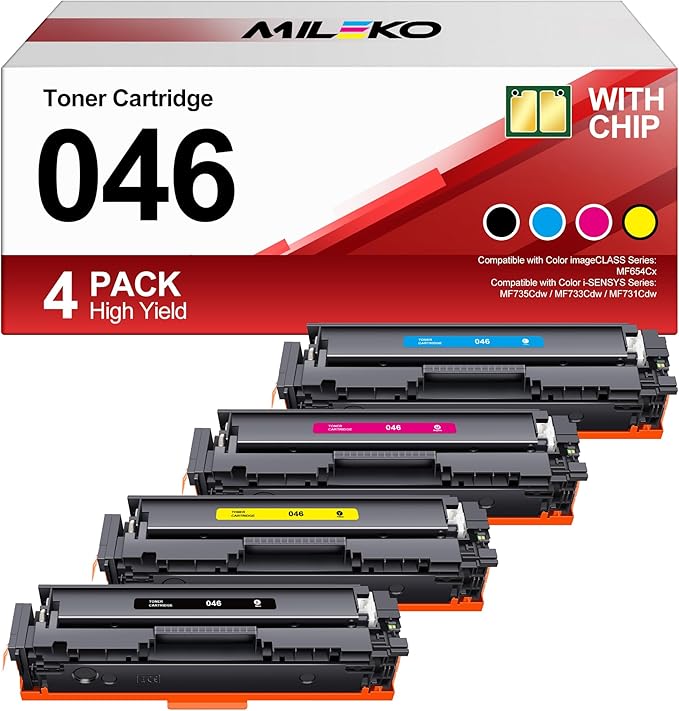 046 Toner Cartridge Replacement for Canon 046 Toner Cartridge Set for Canon 046H CRG-046 for Color ImageCLASS MF733Cdw MF731Cdw MF735Cdw Printer (4 Pack, Black Cyan Magenta Yellow)-DeskLoop Office