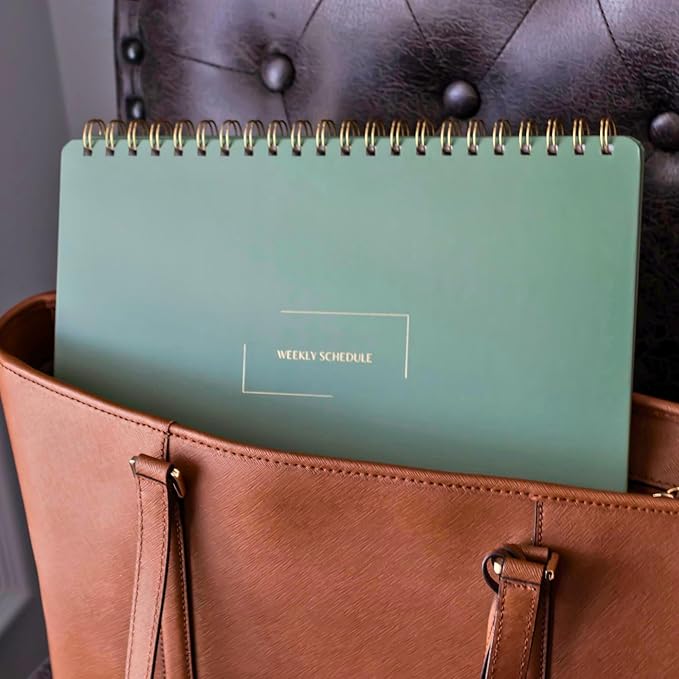 | Durable & Sleek | Undated Daily and Weekly Planner | 8.25" x 11.75" | To Do List Notebook for Work | Simple Design | Multiple Layouts | Planner and Notebook in One (Rust, Weekly Schedule - Landscape)-DeskLoop Office