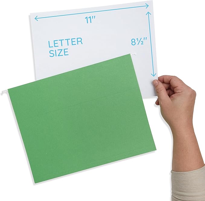 Blue Summit Supplies Hanging File Folders, 25 Reinforced Hang Folders, Designed for Home and Office Color Coded File Organization, Letter Size, Green, 25 Pack-DeskLoop Office