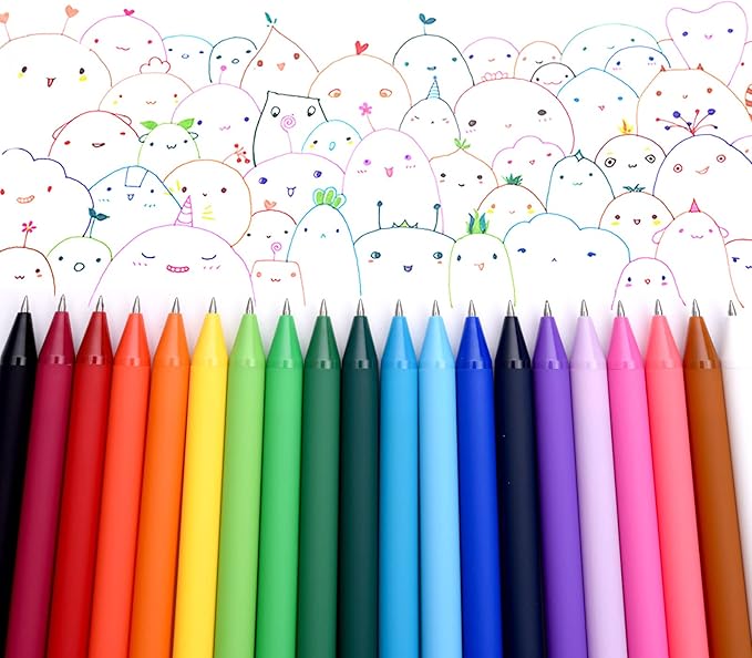Kaco PURE Colored Gel Pens 0.5mm 20 Pieces Set Colorful Multi-color Ink Fine Point Comfort Grip Quick Drying Pens for Journaling Note Taking-DeskLoop Office