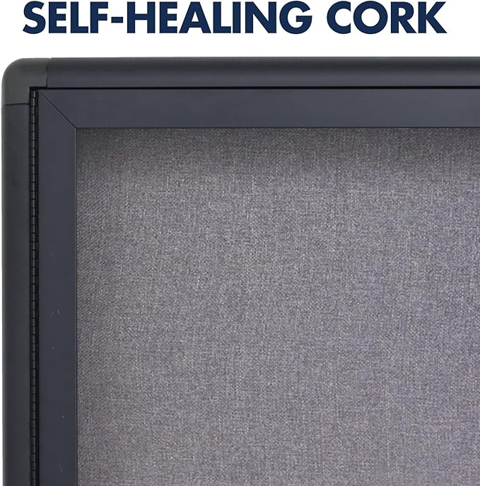 Quartet Enclosed Radius Fabric Bulletin Board, 6' x 4', 3 Door, Graphite Frame (2367L)-DeskLoop Office