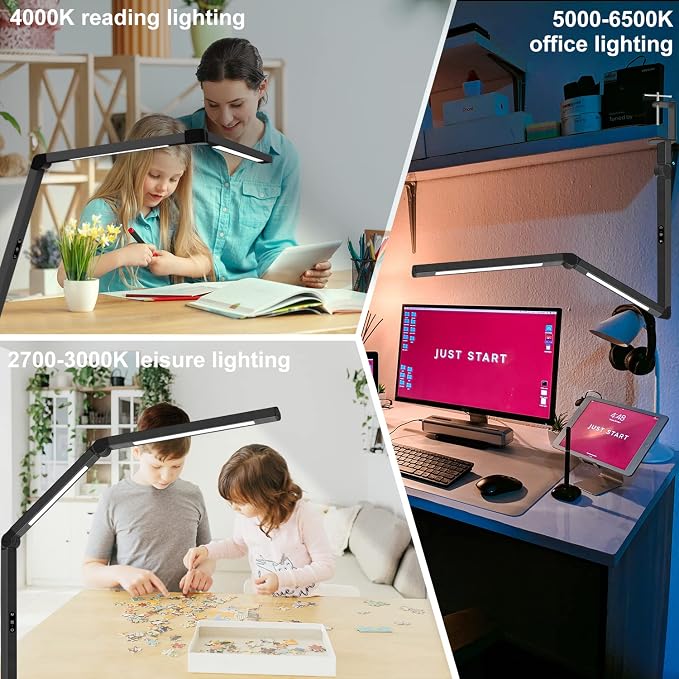 LED Desk Lamp with Clamp, Architect Desk Lamp with Dual Light and Adjustable - Image 6