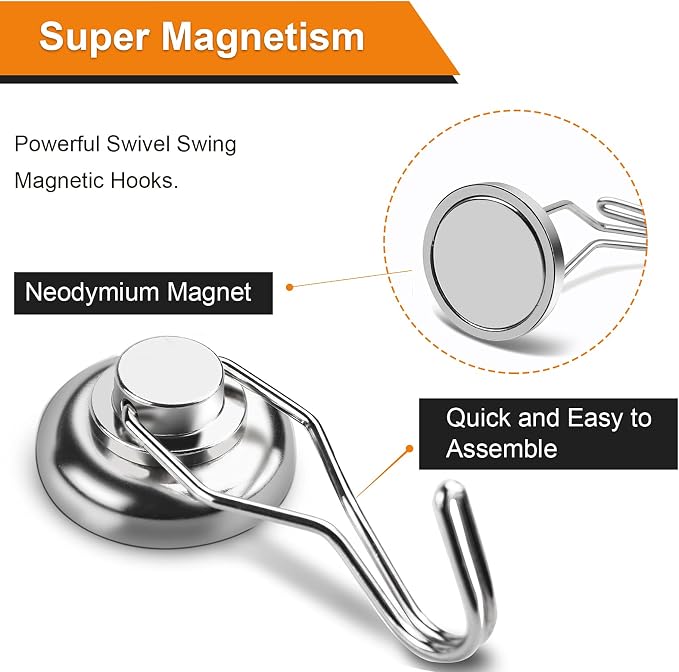 Swivel Swing Powerful Magnetic Hooks, Strong Heavy Duty Neodymium Magnet Hooks - Image 6