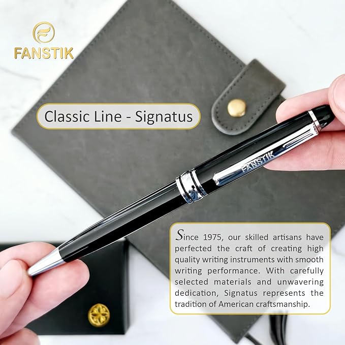 Customized BallPoint pen with name (MADE IN USA), stainless steel, black and silver, luxury engraved pen personalized for men and for women. (BallPoint Black-Silver)-DeskLoop Office