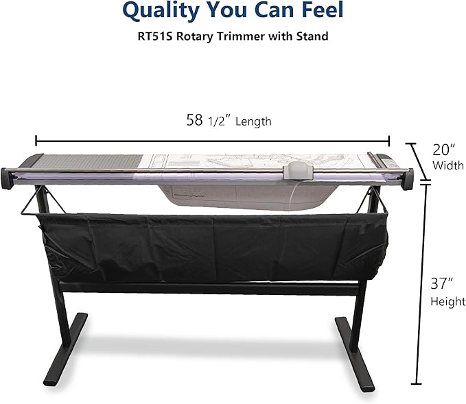 United Office Products RT51S Commercial Rotary Paper Trimmer with Stand and Fabric Catch Tray, Sturdy Metal Base, 51" Cut Length, 10 Sheet Capacity, Paper Cutter for Offices, Schools and Crafts-DeskLoop Office