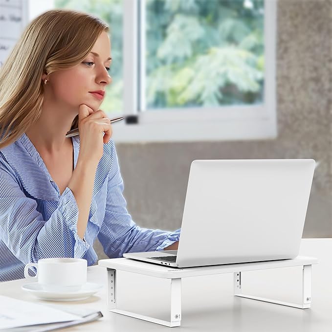 BESIGN MS01 Monitor Stand Riser, Height Adjustable Laptop Stand, Computer Monitor Stand for Monitor, Computer,Laptop,Printer (White)-DeskLoop Office