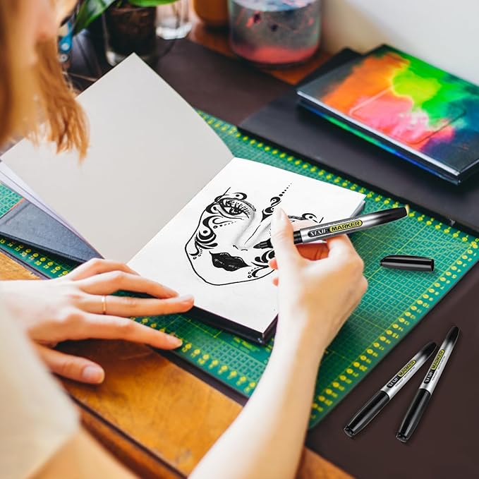 SFAIH Black Permanent Markers Bulk - 36 Pack, 1s Quick Dry, Non-Fading, Fine Point Permanent Pens for Plastic Glass Metal Wood Paper Stone, Office Classroom Kitchen, Doodling, Marking, Waterproof-DeskLoop Office