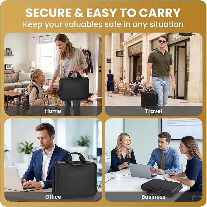 Fireproof Document Box with Lock, Hard case Fireproof File Organizer with 13 - Image 8