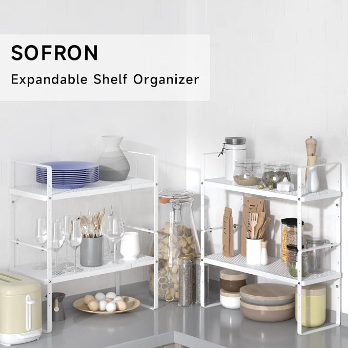 SOFRON Expandable Cabinet Storage Shelf Stackable Organizer Rack - Image 7
