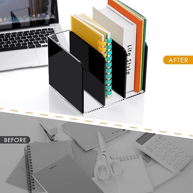 SANRUI Acrylic Magazine File Holder Desktap Organizer, Bookend File Office - Image 9