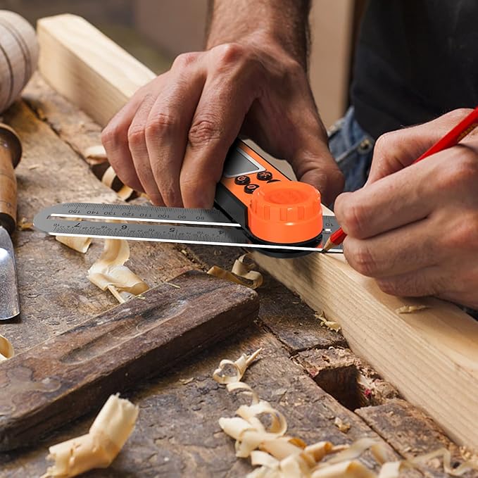 Digital Angle Finder Protractor 0-360 Degree T-Bevel Gauge & Protractor with Horizontal Vertical Bubble & Full LCD Display for Woodworking, Metalworking, Construction(7-Inch X 2Pcs)-DeskLoop Office