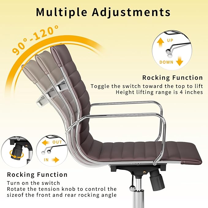 Chair, Desk Computer Chair ,with Armrests ,Ergonomic Office Chair for Home and Office, 17.32 x 22.83 x 35.43 inches, Multiple Colors (Brown)-DeskLoop Office