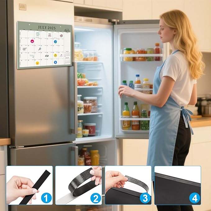 Gannyfer Desk Calendar 2025-2026, Magnetic Calendar for Refrigerator, July 2025-Dec 2026, 18 Monthly Wall/Fridge/Desktop Calendar with Hanging String, Magnetic Stripe, 3 Stickers, for Office, Home or School (14" x 11")-DeskLoop Office