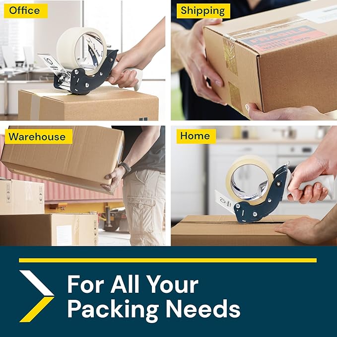 Excell RTS-82891 Low Noise Packing Tape Dispenser, Tape Gun Fit 2 Inch Wide Tape 3 Inch Core for Carton, Packaging and Box Sealing - 2Pack-DeskLoop Office