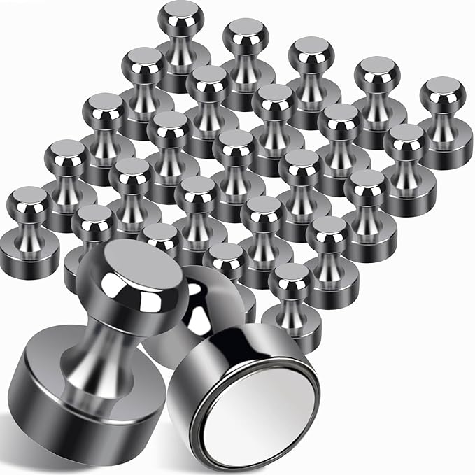 25Pcs Fridge Magnets, Bright Black Strong Refrigerator Magnets Small Push Pin Magnet s, Magnetic Decorative Magnet s for Whiteboard, Classroom, Office, Dry Erase and Map Magnet-DeskLoop Office