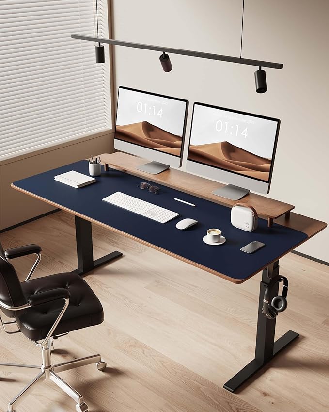 YSAGi Leather Desk Pad Protector, Office Desk Mat, Large Mouse Pad, Non-Slip PU Leather Desk Blotter, Laptop Desk Pad, Waterproof Desk Writing Pad for Office and Home (Dark Blue, 47" x 17")-DeskLoop Office